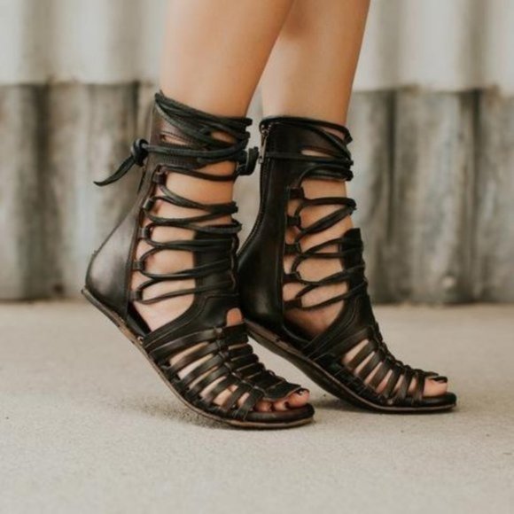 Freebird by Steven | Shoes | Freebird Sanibel Woven Leather Gladiator  Sandals In Dark Brown Size 7 | Poshmark